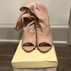 Nude Open Toe Sock Ankle Boot
